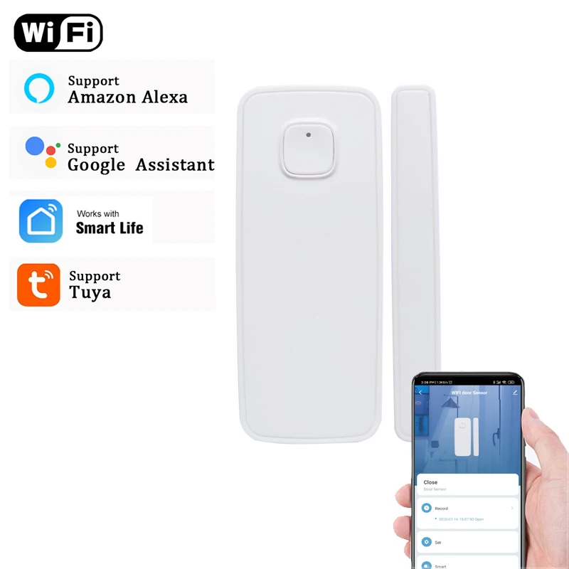 

Tuya детектор открытия двери и окна, Wi-Fi, app-уведомление предупреждения безопасности Сенсор поддержка alexa google home сигнализация для домашней без...