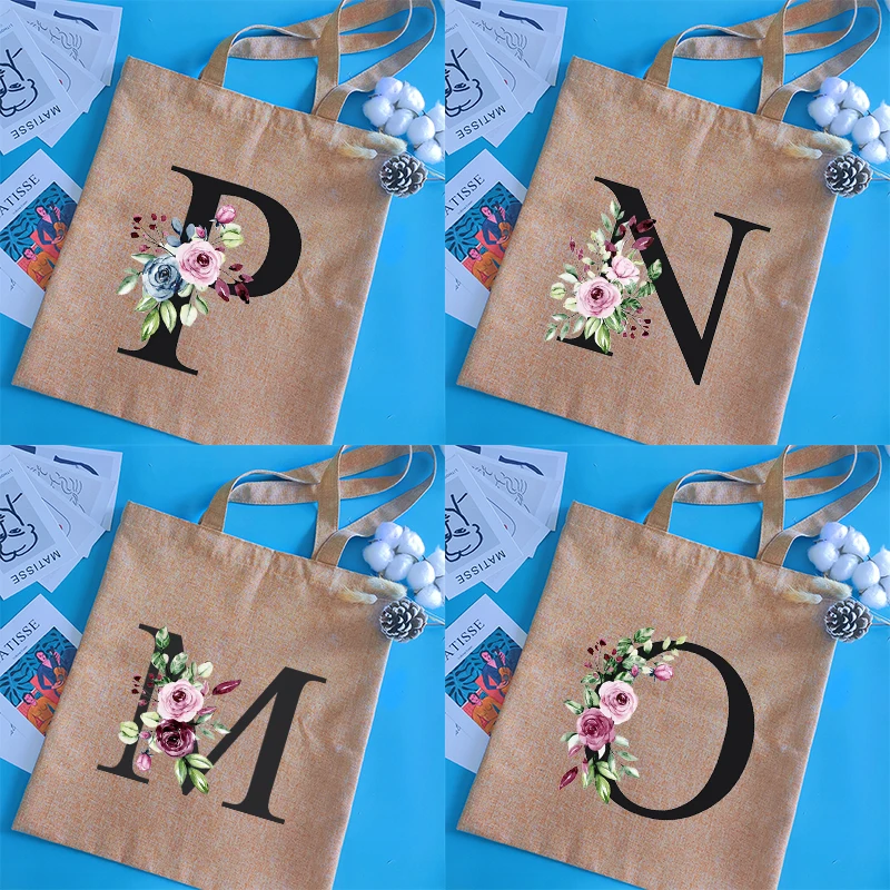 Shopping Bag Black Letters Customizable Folding Shoulder Bags Designer Handbags Cloth Shopper Printed Shoping for Women | Багаж и сумки