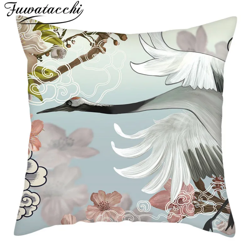 Fuwatacchi наволочки с красным журавлем духовные животными для дома спальни дивана