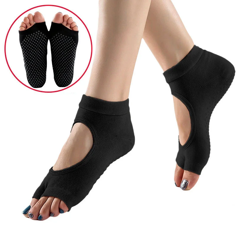 Женские носки для йоги с двумя пальцами нескользящие спортивные хлопковые
