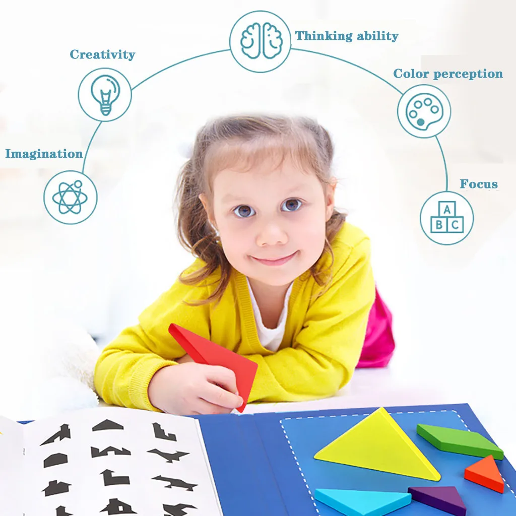 Детские магнитные головоломки tangram деревянные Tangram для путешествий развивающая