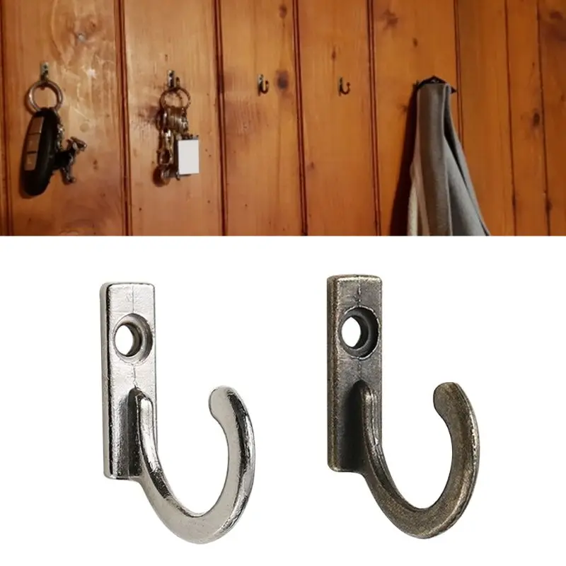 

D08D 10 Pcs Storage Rack Single Prong Hook Bronze Silver for Coats Hats Cloth Hanger Towels Keys Mini Size Wall Cloth Hanger