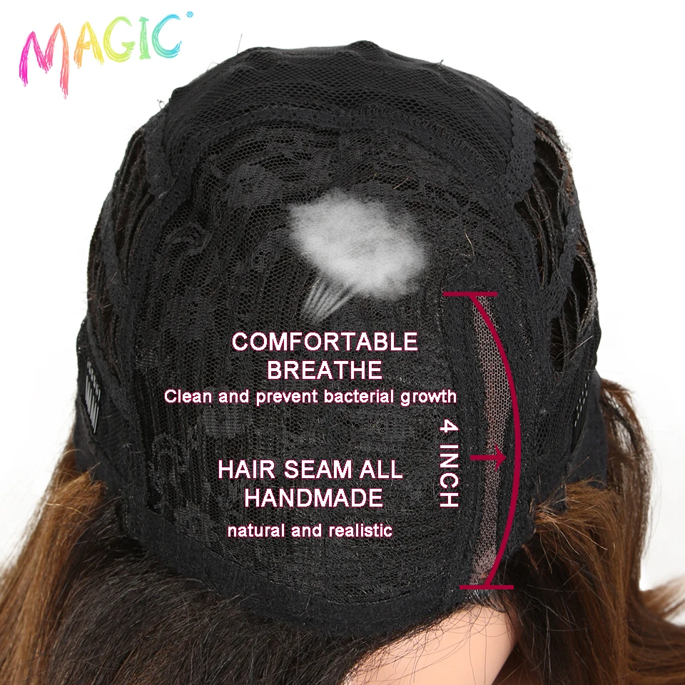 

MAGIC For Black Women 18 Inch Straight Hair U Part Elastic Lace Synthetic Wigs Cosplay Wig Natural Color Synthetic Lace Wig