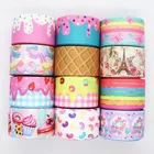 50 ярдов 1,5 ''(38 мм) торт, радужные печатные корсажные ленты для волос банты DIY материалы ручной работы Y19082302