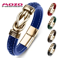hot sale classic men bangles leather charm bracelet stainless steel charm bracelet women cross punk jewelry gifts blue