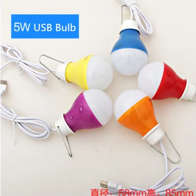 1PC Random 1 шт. Красочный ПВХ 5 в 5 Вт лампочка USB светильник портативный светильник светодиодный 5730 для походов кемпинга палатки путешествия работа с внешним аккумулятором ноутбука - Испускаемый цвет: 1PC Random