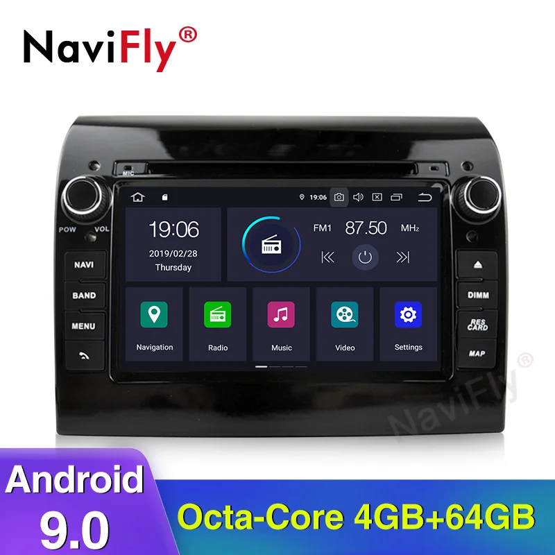 NaviFly Android 9,0 Восьмиядерный автомобильный DVD gps навигационный плеер для FIAT DUCATO автомобильный Радио стерео плеер с поддержкой Wi-Fi OBD DAB