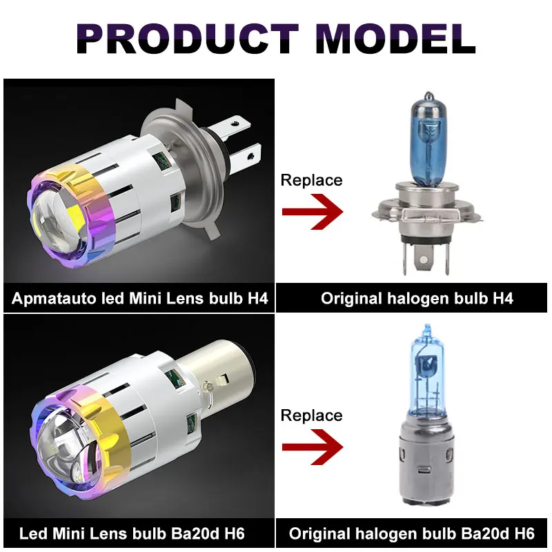 1 шт. Plug & play 4800lm Ba20d светодиодный мотоциклетный головной светильник объектив H6