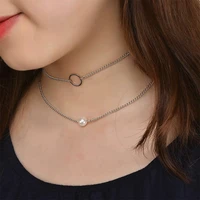 hip hop korean fashion vintage pearl necklace for womenaesthetic goth accessories steampunk couple choker jewelry sets