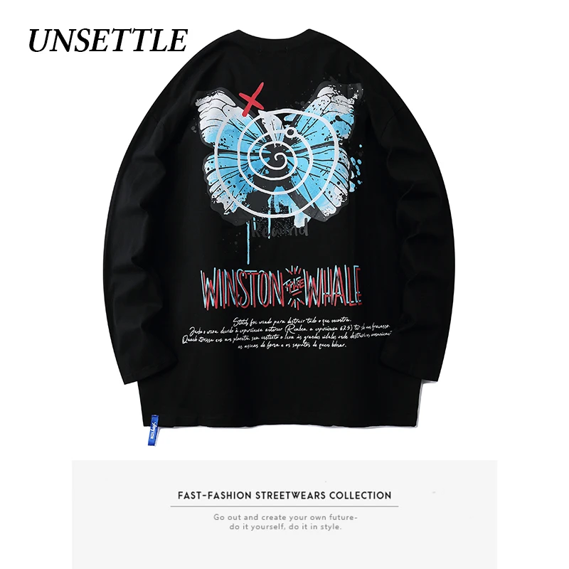 Осень 2020 Харадзюку Мужская/женская футболка в стиле хип хоп Уличная свободная с