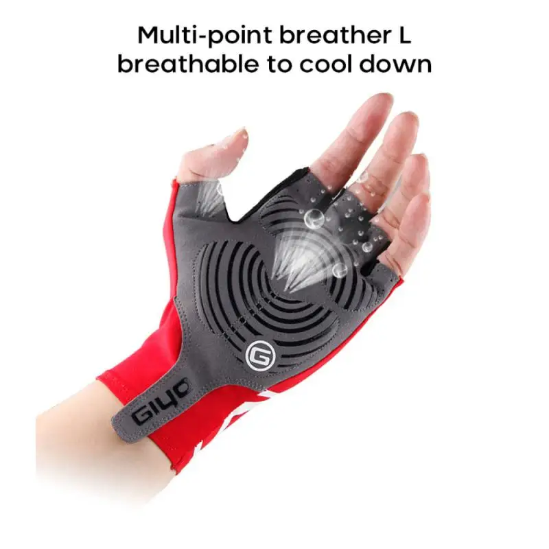 

Giyo Lycra Fabric Unisex Cycling Gloves Road Bike Riding MTB DH Racing Anti-shock Anti-slip Bicycle Half Finger Gloves
