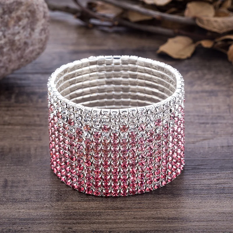 12 рядов с украшением в виде кристаллов браслет для женщин серебряным покрытием