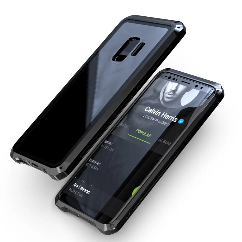 Чехол для Samsung Galaxy S9 прозрачный стеклянный Алюминиевый металлический жесткий