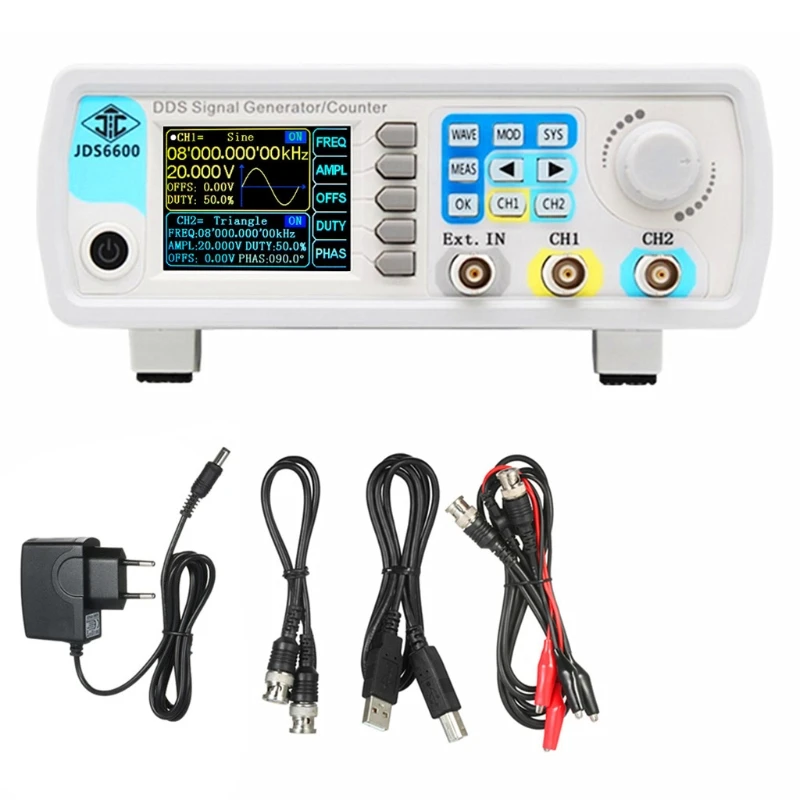 

Dual-Channel DDS Signal Generator 60MHz Frequency Meter Function Arbitrary Waveform Pulse Sweep Counter EU Plug Dropshipping