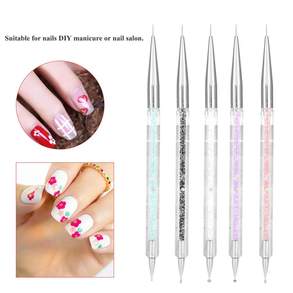 5Pcs/Set Pro Nail Art Drawing Dotting Pen The Double Heads Design Rhinestone Picker DIY Manicure New Tool Gel Painting | Красота и