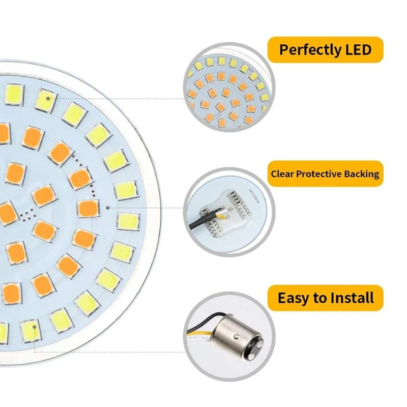

2 Inch LED Turn Signals Light, 1157 Amber Turn Signal Bulb White Running Light, 2 PCS Smoke Lens Cover Compatible for Softail Dy