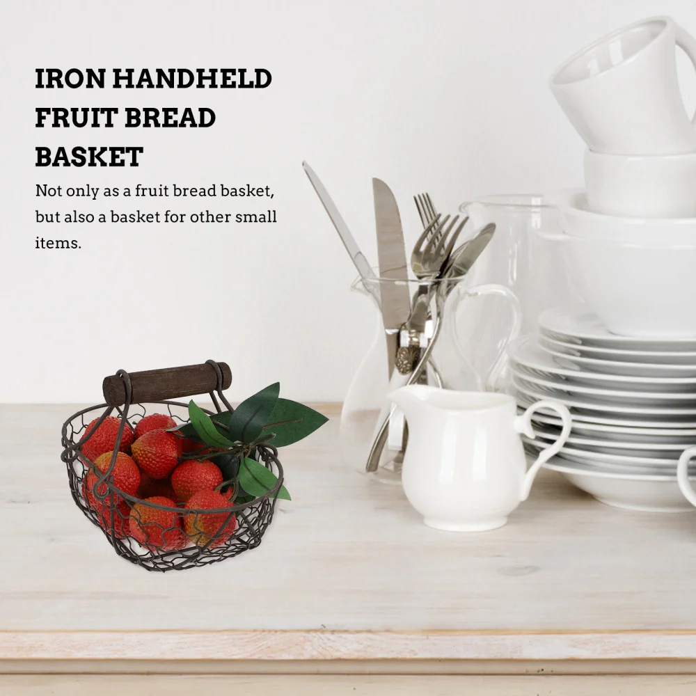 

Iron Handheld Fruit Bread Basket Multi-functional Basket Sturdy Bread Basket
