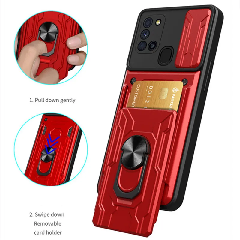 

For Samsung Galaxy A21S 6.5" Case Shockproof Armor Magnetic Phone Case for Samsung A21S A217F A 21S A21 S Wallet Card Back