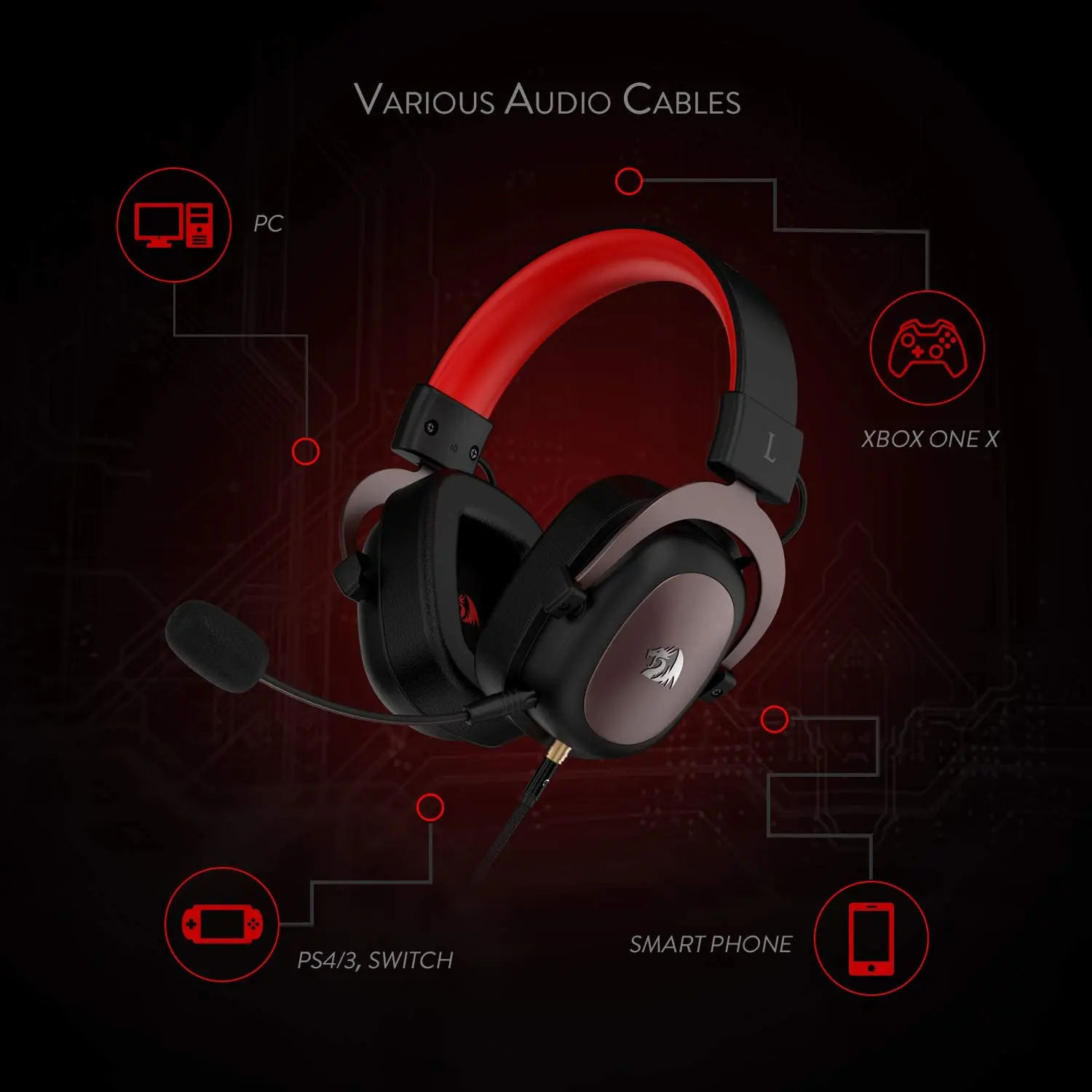 Redragon H510 Zeus игровая гарнитура со съемным микрофоном 7 1 3 5 мм объемное звучание