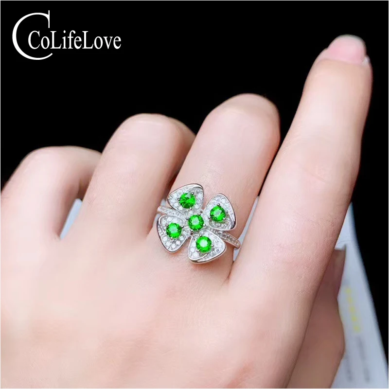 

CoLife Jewelry 100% natural chrome diopside ring 5 pieces diopside silver ring 925 silver diopside jewelry gift for woman