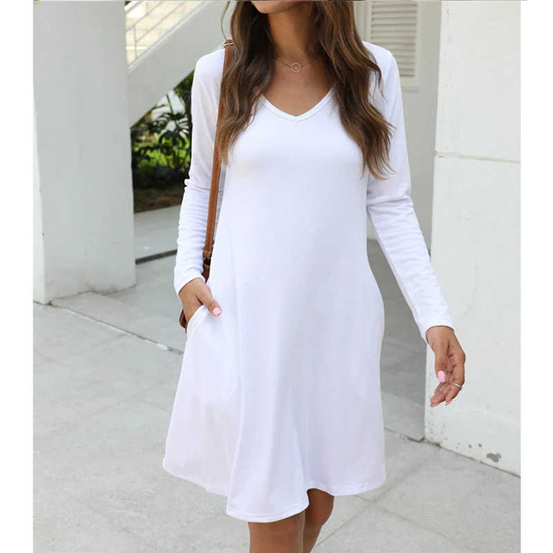 Свободное летнее Повседневное платье 2021 модные женские платья милый однотонный