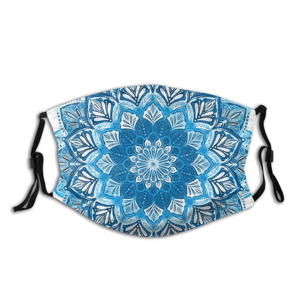

Boho Mandala In Monochrome Reusable Printed Mouth Face Mask with Filters Anti Wind Dustproof Polyester Protection Cover Muffle