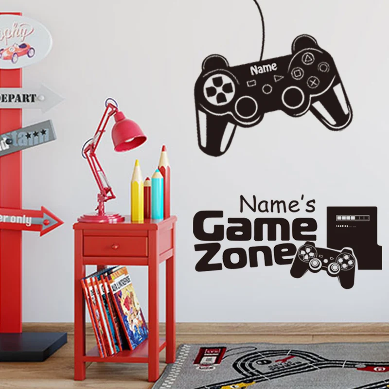 

DIY PVC Game Enthusiast Wall Stickers Customized Name Wall Decals 40x80cm Game Zone Sticker Cool Home Art Mural Decoration Room
