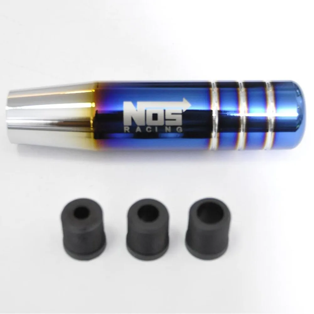 

3CM Gear Shift Knob Aluminum Blue Burnt Lever Head Racing With 3 Adapters
