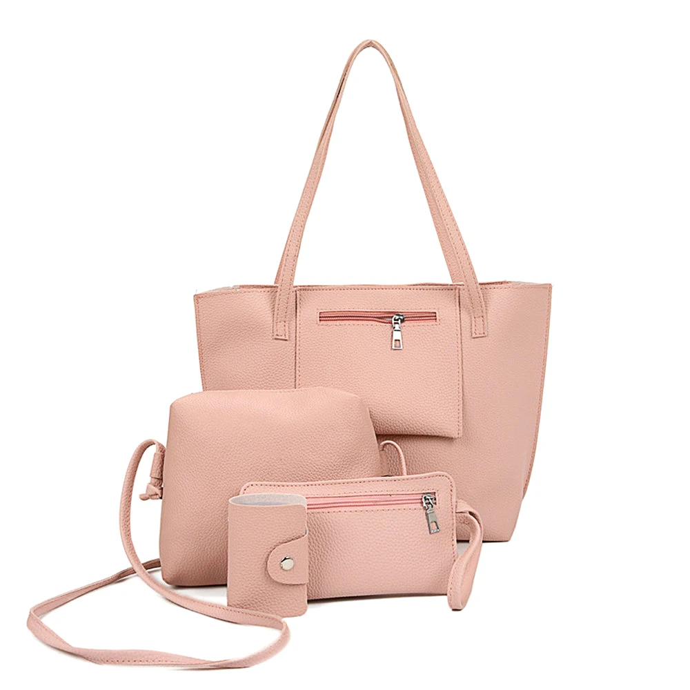 Женская сумка ведро через плечо из искусственной кожи 4 шт. в комплекте|Сумки с