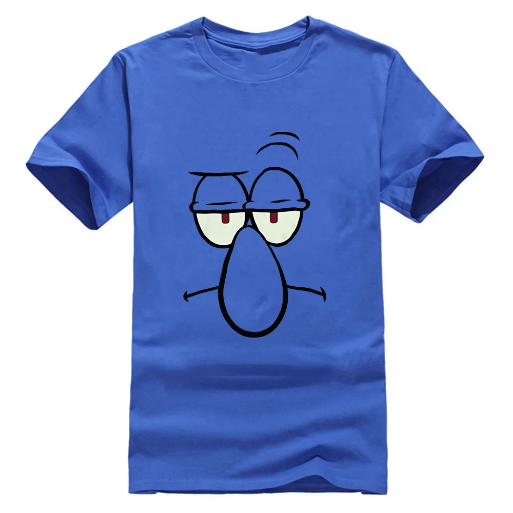 Синий Губка Боб Squidward уход за кожей лица футболки новейшая стиль футболка - Цвет: Синий