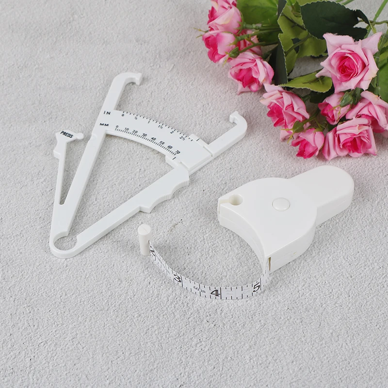 

2Pcs/Set White PVC Body Fat Caliper Measure Tape Tester Fitness For Lose Weight For Portable Fitness Equipmnet