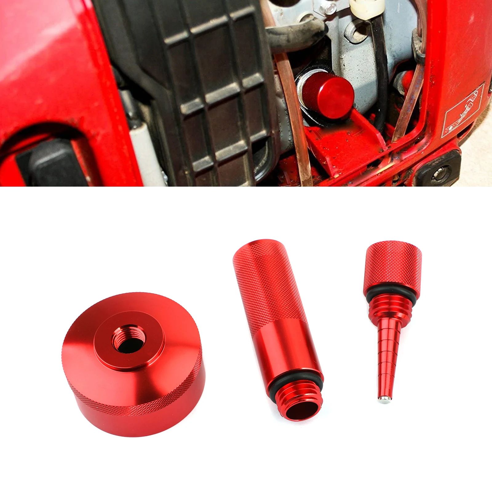 Areyourshop Aluminum Extended Run Gas Cap Oil Funnel Magneti
