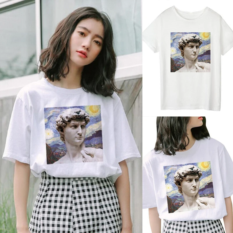 Женская футболка с короткими рукавами и рисунком Давида микеланжело Ван Гога