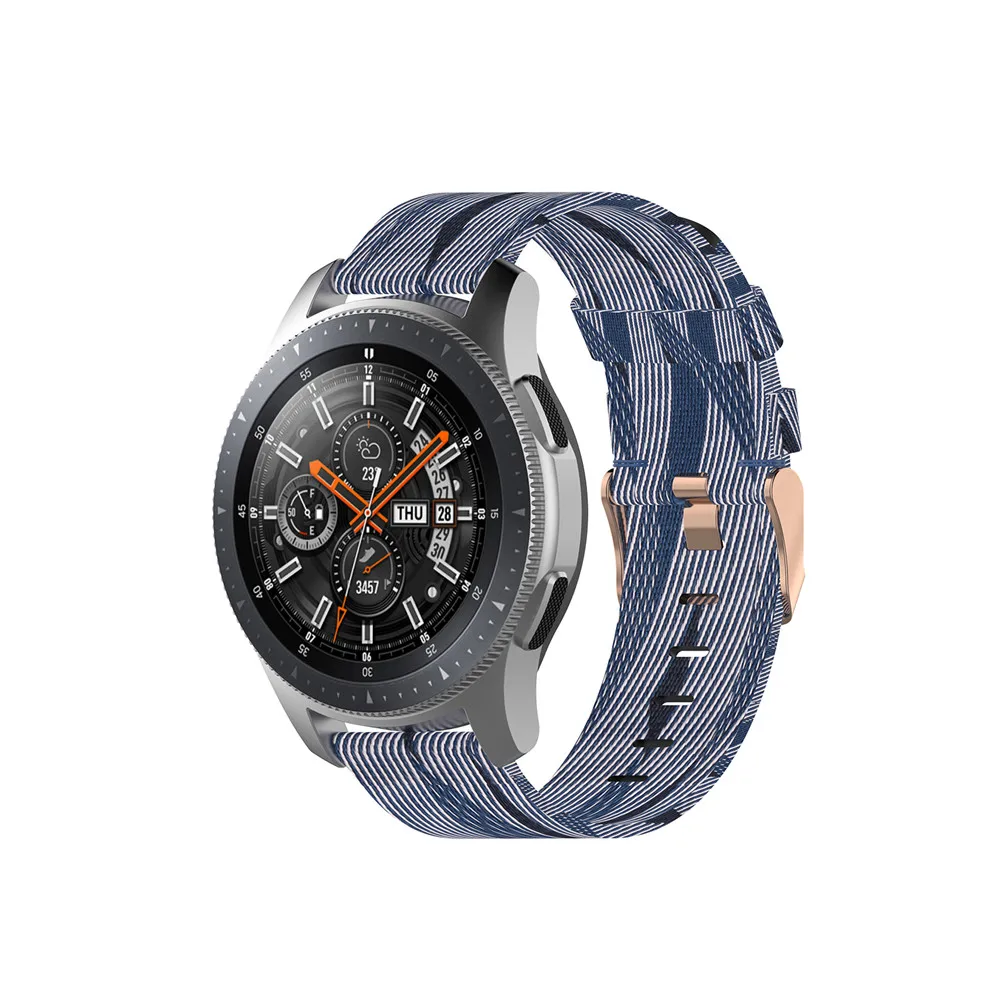 Blue white 18 20 мм 22 мм холщовый нейлоновый ремешок для часов для samsung Galaxy Watch 42 мм 46 мм Active2 huawei Watch GT2 Amazfit GTR браслет - Цвет ремешка: Blue white
