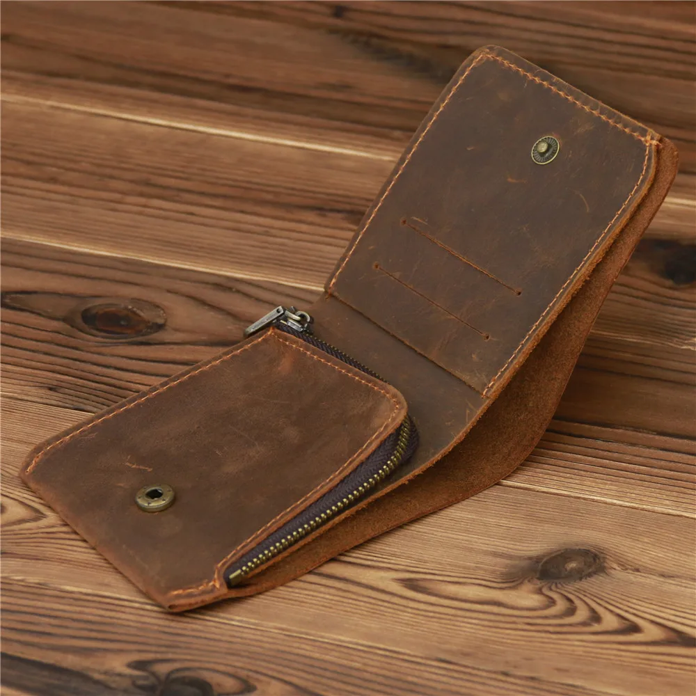 Real Leather Men Wallets Coin Pocket Purse Vintage Male Multi Function Crazy Horse Genuine Leather Man Wallet with Card Holders