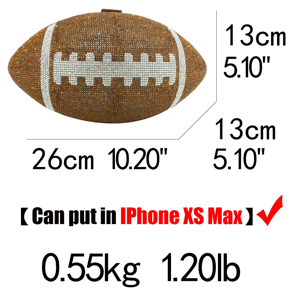 

Double Flower American Football Soccer Women Crystal Evening Bags Ladies Fashion Rugby Metal Clutches Shoulder Handbag Purse