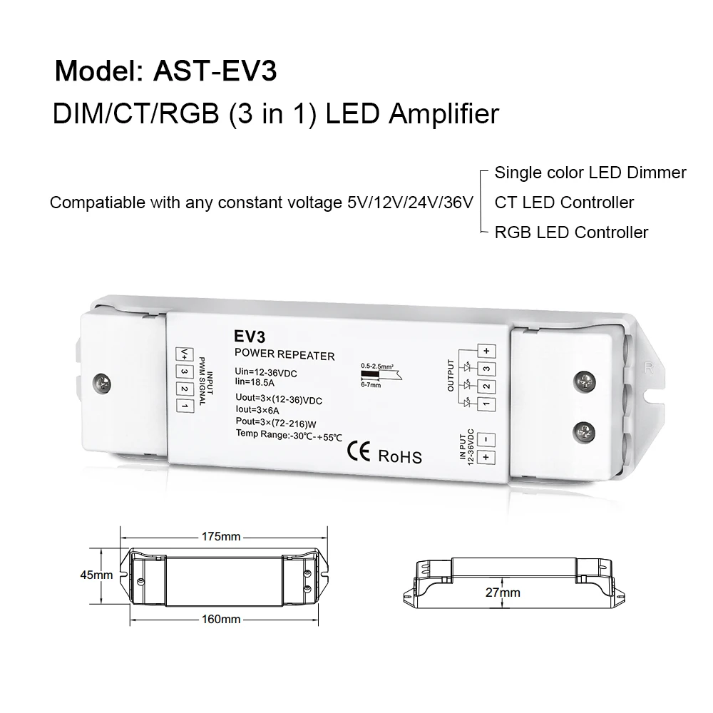 RGB LED усилитель 12 V 24V 36V DC 3CH мощности с ШИМ ретранслятора EV3 работает контроллером V3