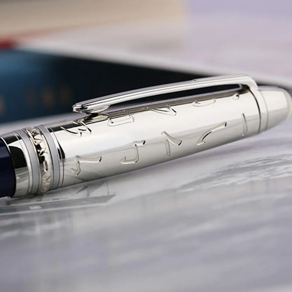 

1 Pcs Retro Metal Resin Fountain Pen Chinese "fu" Beautiful Nib Top Signature Bent Pearl EF/small Pens Cap Pen Writing Cora L5K0