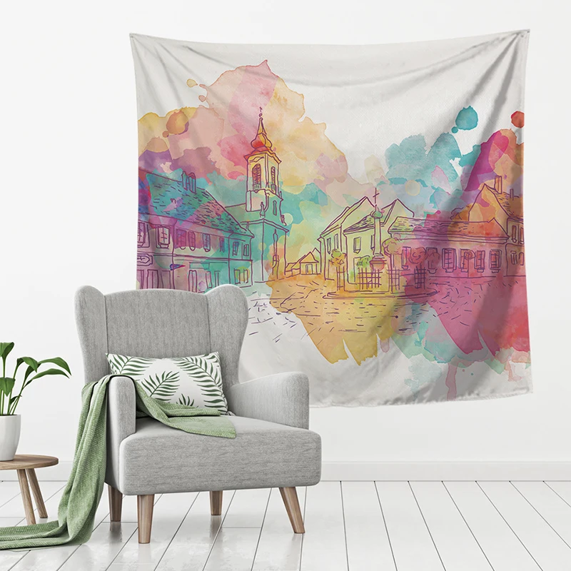 Пейзаж лесной Декор пляжная чернильная Живопись Настенный Ковер домашний декор