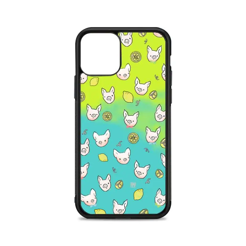 

Pig and lemon Phone Case for iPhone 12 mini 11 pro XS Max X XR 6 7 8 plus SE20 High quality TPU silicon and Hard plastic cover