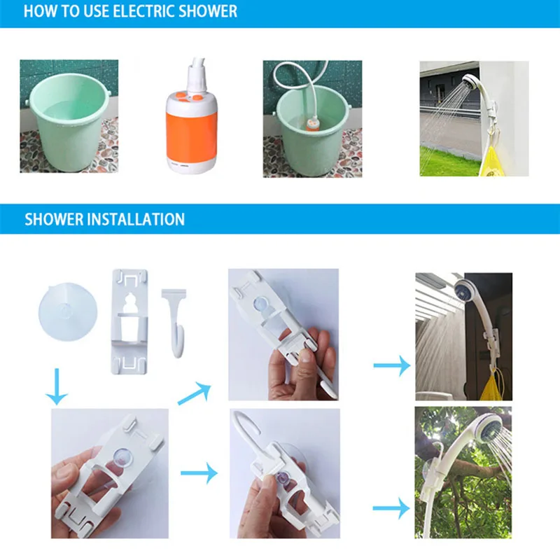 Дешево Портативный Электрический насос для душа, перезаряжаемый мойщик высокого давления, электрический насос для отдыха на открытом воздухе, кем... Скидка Портативный Электрический насос для душа, перезаряжаемый мойщик высокого давления, электрический насос для отдыха на открытом воздухе, кем...