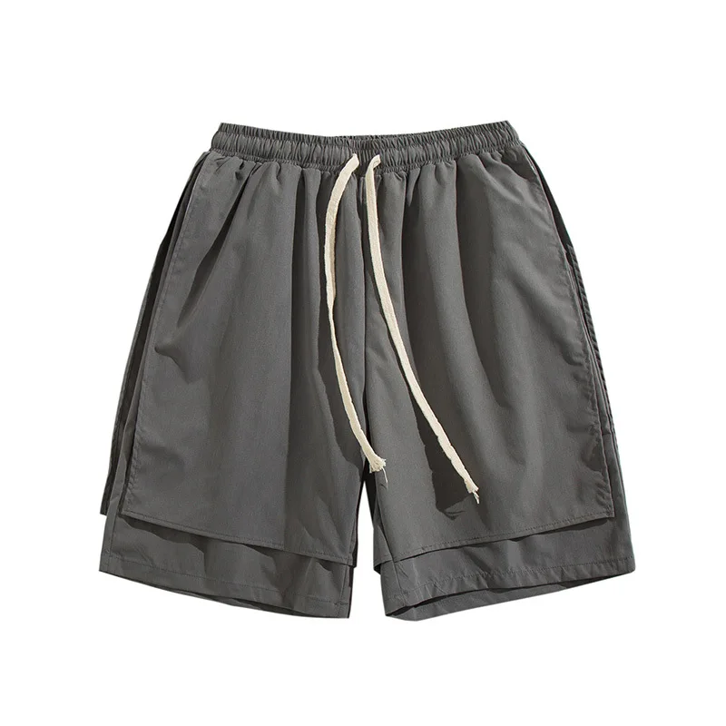 

2021 casual pants men's loose straight pants hip-hop fake shorts new five-point mid-pants mens shorts