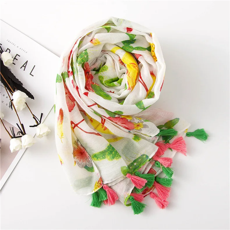 Женская шаль из хлопка и льна большого размера | Аксессуары для одежды