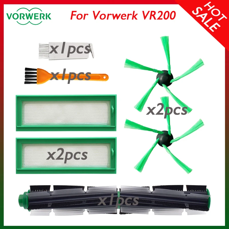 

Main Roller Side Spin Brush and Hepa Filter For Vorwerk Kobold VR200 Vacuum Cleaner Spare Parts Package Replacement Kit