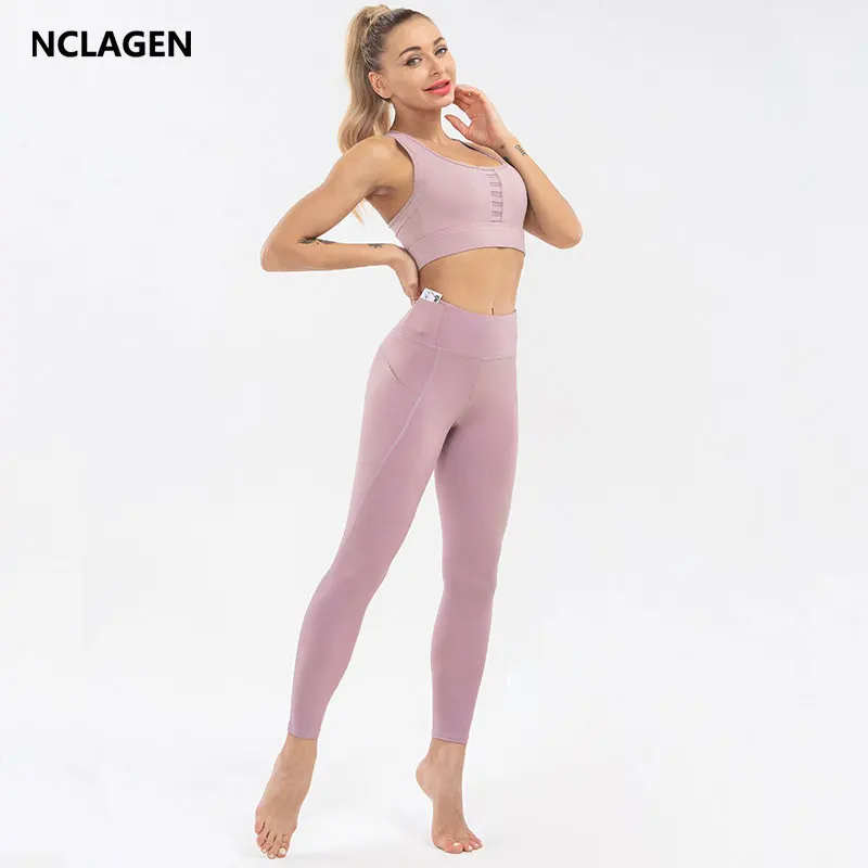 

Спортивный женский комплект с бюстгальтером NCLAGEN для йоги, для бега, фитнеса