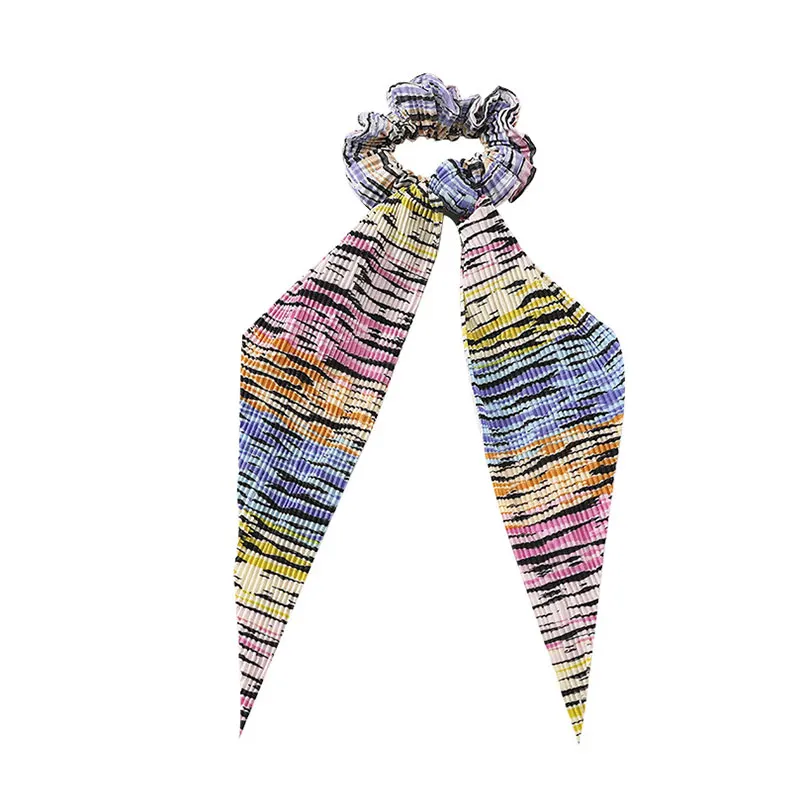 

New Floral Print Streamers Scrunchies Bows Rubber Ropes Headband Women Elastic Hair Bands Ponytail Holder Hair Accessories