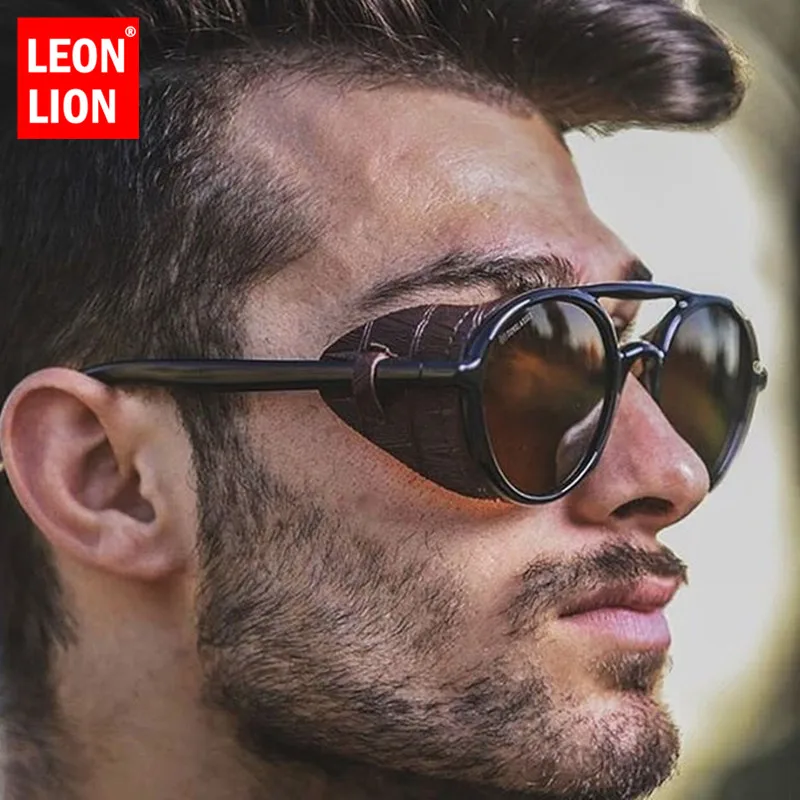 Leonlion 2021 панк ретро солнцезащитные очки Мужские Винтажные Солнцезащитные для