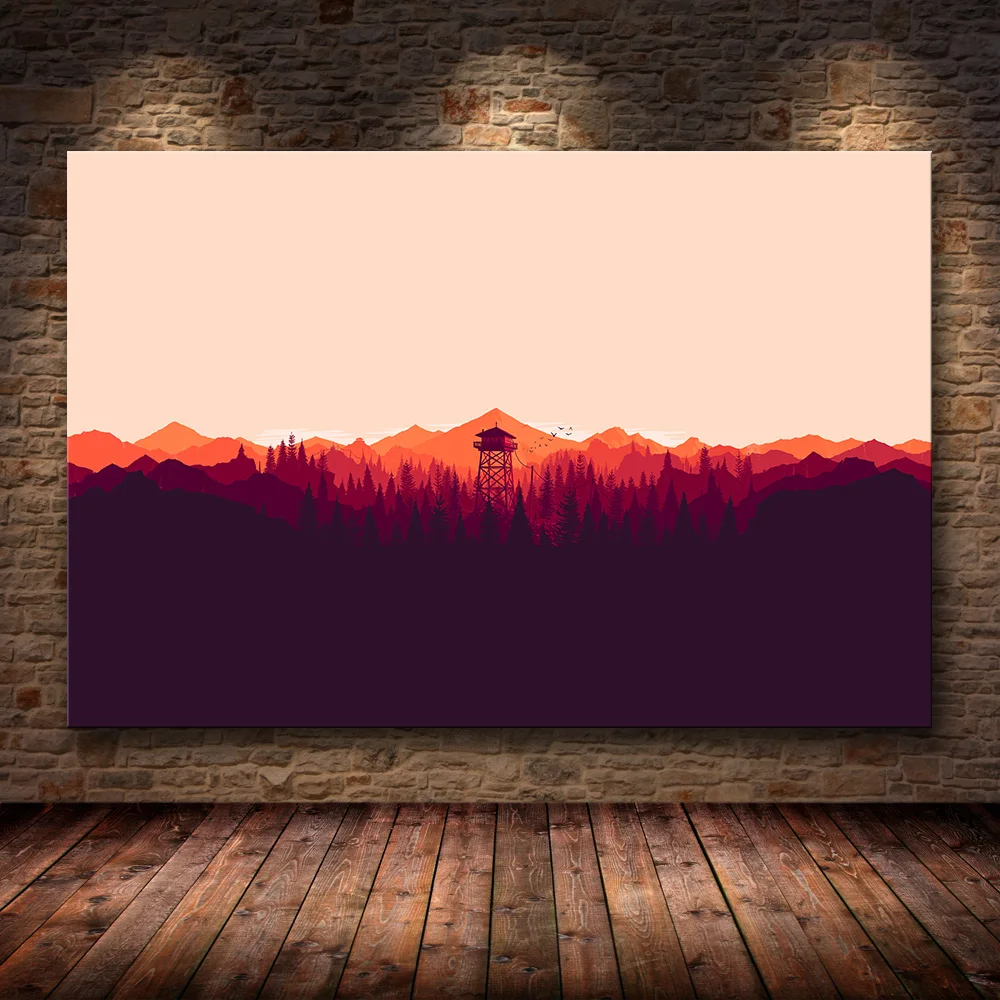 Firewatch видеоигры горы минимализм лес настенное искусство холст игры постер HD
