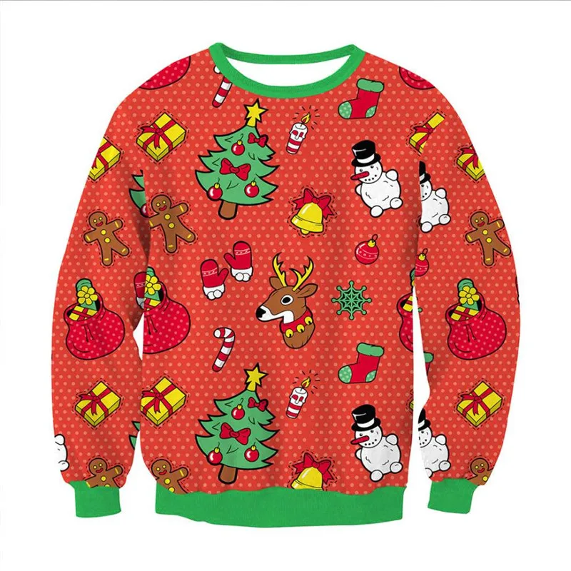 

Ugly Christmas Jumper Funny Christmas Tree Gifts Socks Snowman Reindeer Xmas Sweaters Men Women Pullover Crew Neck Sweatshirt