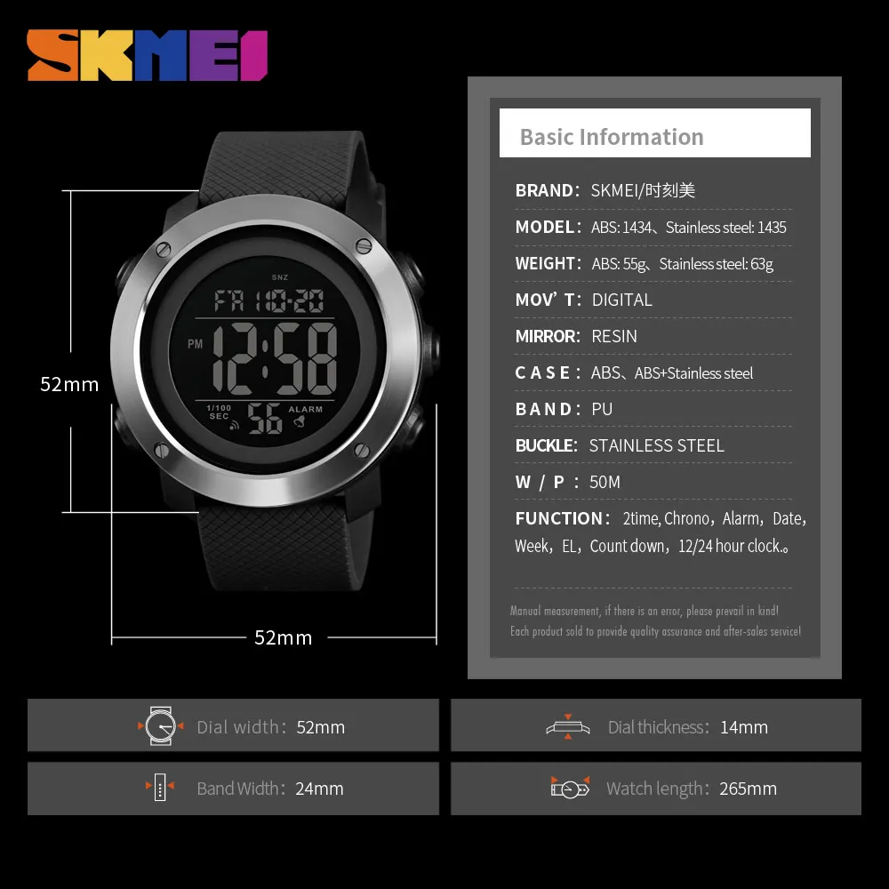 

SKMEI Men Watch Digital Sports Outdoor Watches Stopwatch Dual Time Wristwatches For Mens Clock Waterproof montre homme 1434 1435